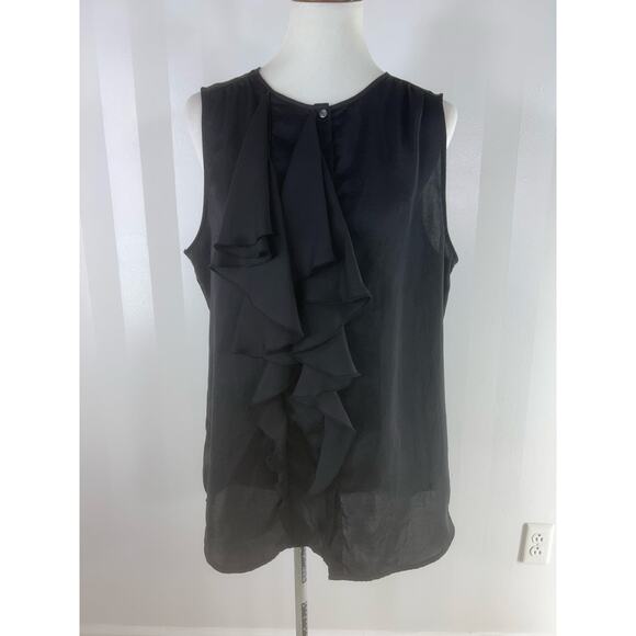 GAP Black Sleeveless Button Up Top w/ Ruffle Detail - Picture 1 of 10